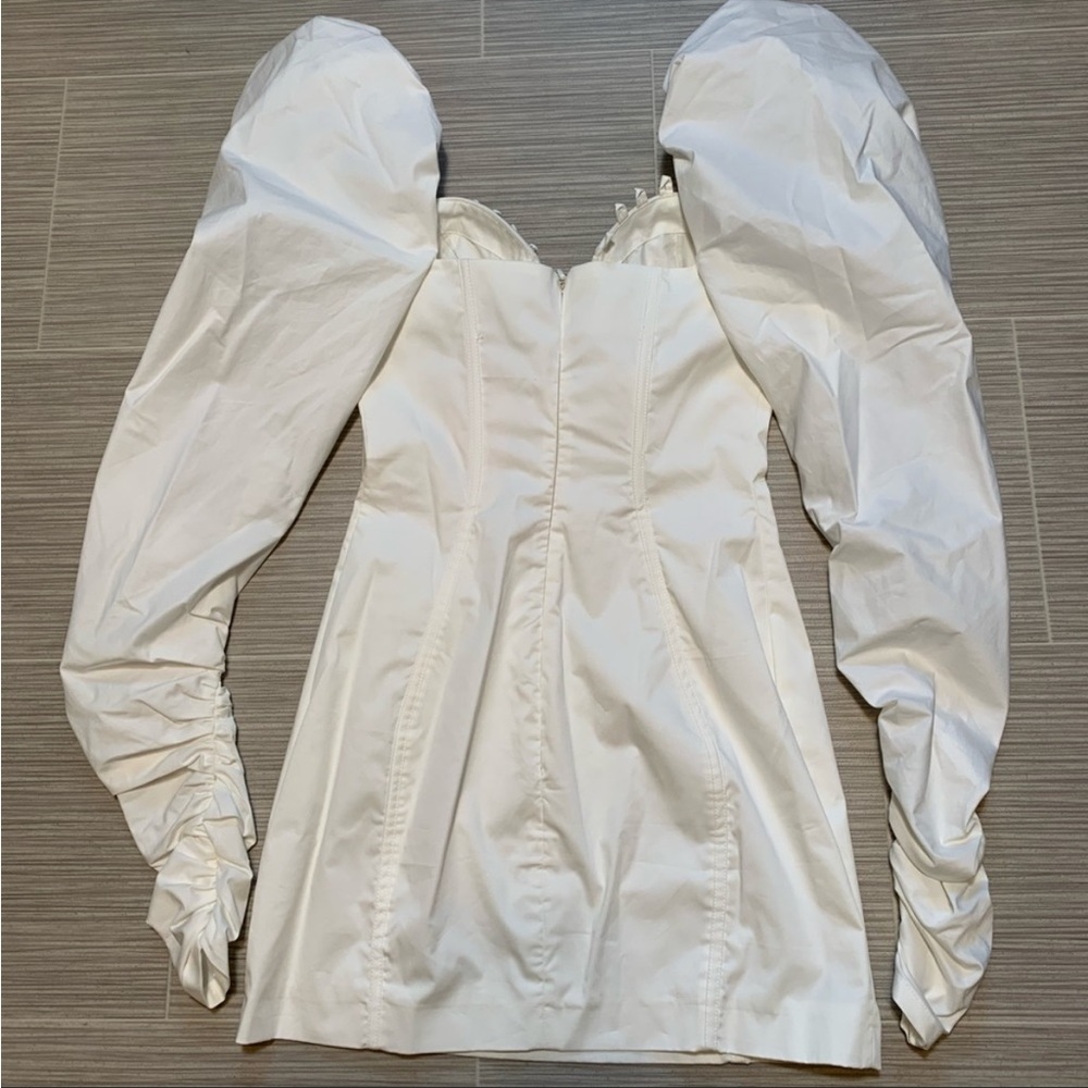 RARE HOUSE OF CB 'Liberte' White Mutton Sleeve Button Dress NWOT - Picture 9 of 13
